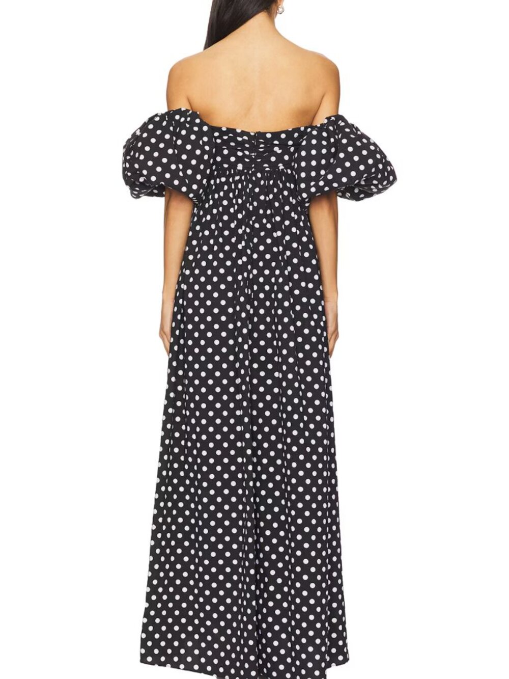 CAROLINE CONSTAS Emilia Maxi Dress Gown XSmall Black White Polka Dot - Picture 4 of 5
